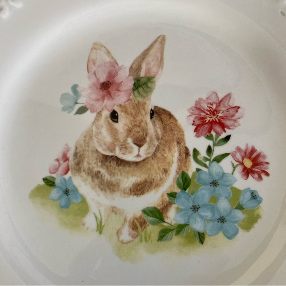 Grace Teaware Easter Bunny Salad Dessert Plate Set Of 2 - Picture 3 of 7